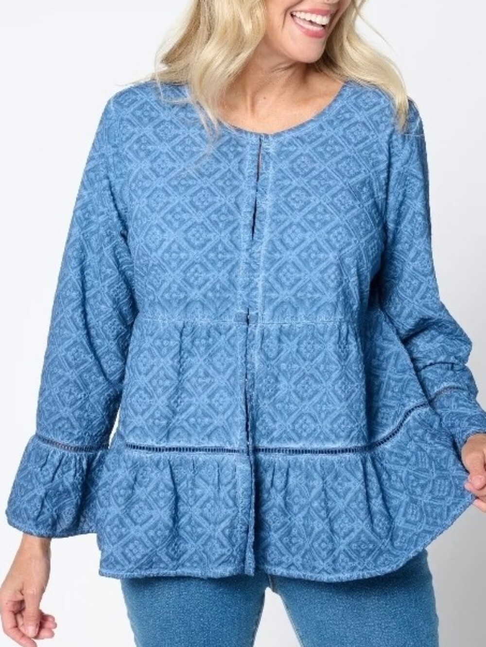 LOGO Lavish by Lori Goldstein Scoop Neck Swing Bed Jacket Size XXS